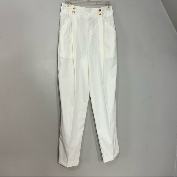 NWT Vintage Nautical High Rise White Pants Preppy Sailor Slacks Old Money Small - Picture 2 of 8